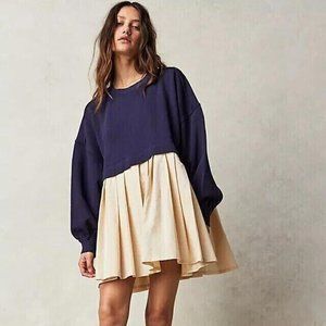 Free People Eleanor Sweatshirt Tunic Dress Oversized Cotton Solid M New